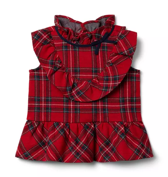 Tartan Ruffle Peplum Top Bradbury Red Tartan 1 Tartan Ruffle Peplum Top Bradbury Red Tartan