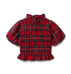 The Tartan Holiday Smocked Top Bradbury Red Tartan