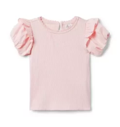 The Ribbed Puff Sleeve Top Peachskin