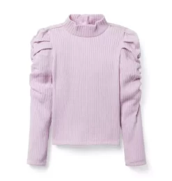 Ribbed Puff Sleeve Top Lavender