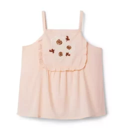 Embroidered Ruffle Top What A Peach