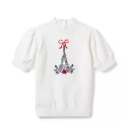 Eiffel Tower Sweater Top Jet Ivory