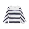 Stripe Ruffle Cuff Top Merchant Marine Stripe
