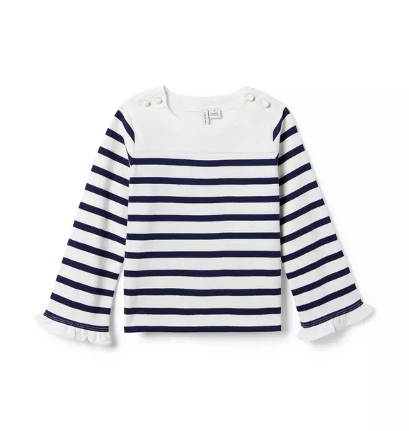 Stripe Ruffle Cuff Top Merchant Marine Stripe 1 Stripe Ruffle Cuff Top Merchant Marine Stripe