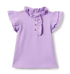 The Ruffle Button Top Pixie Purple