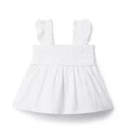 The Emily Seersucker Smocked Top White