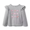 Ballerina Ruffle Shoulder Tee Pigeon Wing Heather