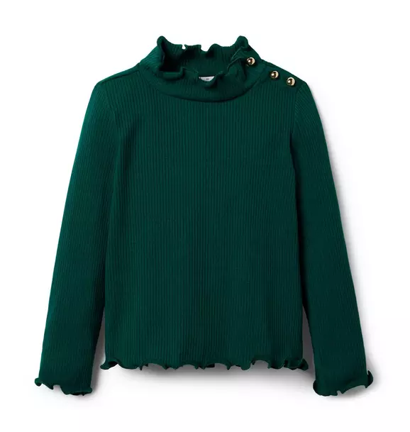 Ribbed Ruffle Trim Turtleneck Enchanted Forest 1 Ribbed Ruffle Trim Turtleneck Enchanted Forest