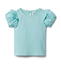 The Ribbed Puff Sleeve Top Aquifer
