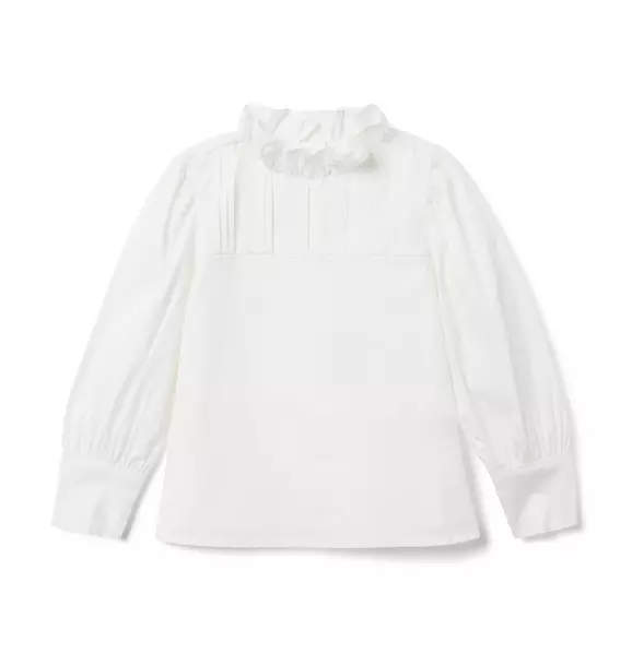 Pintuck Ruffle Collar Top Jet Ivory 1 Pintuck Ruffle Collar Top Jet Ivory