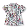 Floral Puff Sleeve Top Jet Ivory Floral