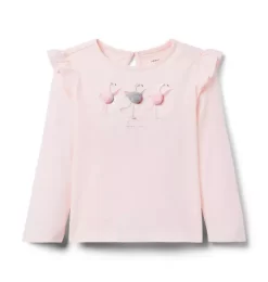 Ice Skating Flamingo Tee Dollface Pink