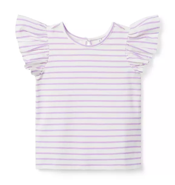 Striped Flutter Sleeve Jersey Top Pixie Purple Stripe 1 Striped Flutter Sleeve Jersey Top Pixie Purple Stripe