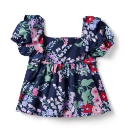 Floral Puff Sleeve Top Merchant Marine Floral
