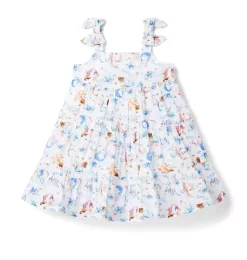 Disney The Little Mermaid Bow Strap Dress White Mermaid Print