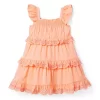 Eyelet Ruffle Dress Peach Amber