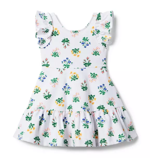 Floral Ruffle Ponte Dress White Floral 1 Floral Ruffle Ponte Dress White Floral