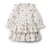 Floral Tiered Ruffle Dress Jet Ivory Floral