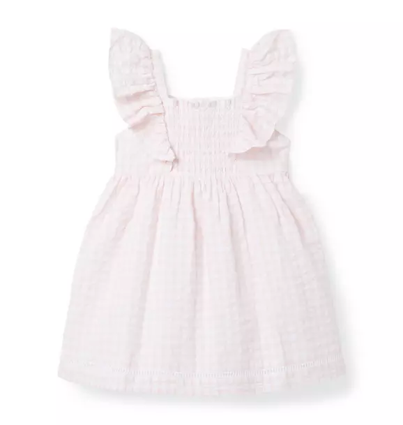 Gingham Seersucker Dress Seashell Pink Gingham 1 Gingham Seersucker Dress Seashell Pink Gingham