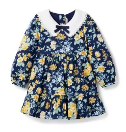 Floral Bow Collar Dress Merchant Marine Floral