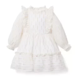 Metallic Clip Stripe Dress Cream And Sugar Stripe