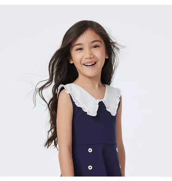 Ruffle Collar Ponte Dress Merchant Marine 1 Ruffle Collar Ponte Dress Merchant Marine