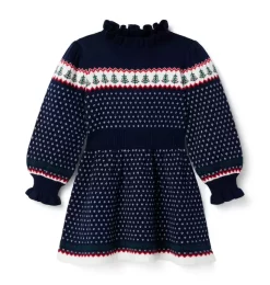 The Festive Fair Isle Dress Dark Marine Fair Isle