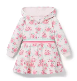 Floral Hooded Fleece Dress Dollface Pink Floral
