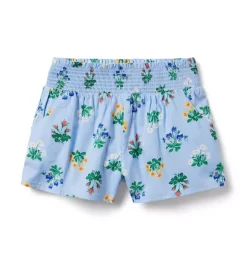 Floral Smocked Waist Short Water Drop Floral