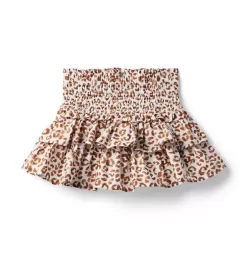 The Hailey Smocked Skirt Argan Oil Leopard