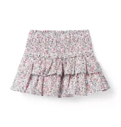 The Hailey Smocked Skirt Jet Ivory Floral