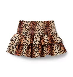 The Hailey Smocked Skirt Marzipan Leopard