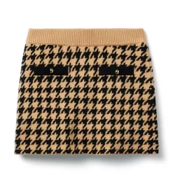 Houndstooth Skirt Tan Houndstooth