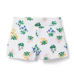 Floral Ponte Short White Floral