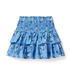 The Hailey Smocked Skirt Skyline Blue Floral