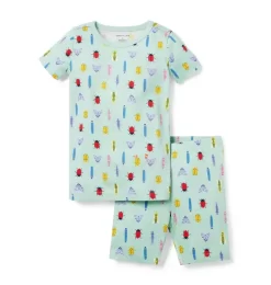 Good Night Short Pajamas In Bug Friends Mint Green Bug Friends