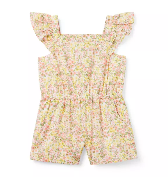 Floral Ruffle Sleeve Romper Peach Amber Floral 1 Floral Ruffle Sleeve Romper Peach Amber Floral