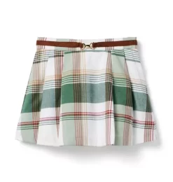 Plaid Pleated Skirt Jet Ivory Plaid