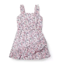 Floral Ruffle Wrap Sundress White Floral