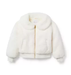 Faux Fur Bomber Jacket White