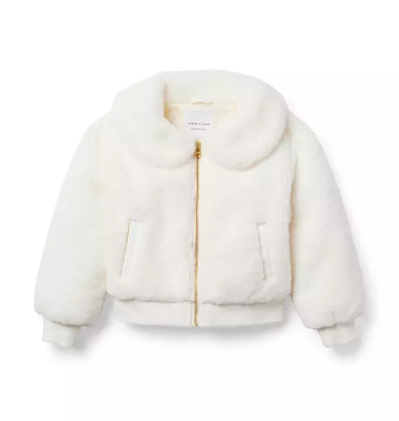 Faux Fur Bomber Jacket White 1 Faux Fur Bomber Jacket White