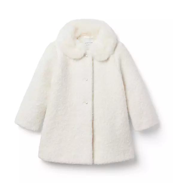 Sherpa Collared Coat White 1 Sherpa Collared Coat White