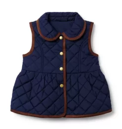 The Quilted Peplum Vest Dark Marine