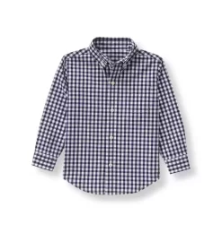 The Gingham Poplin Shirt Navy Gingham