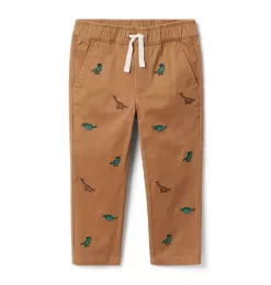 The Embroidered Dinosaur Pant Crunchy Leaves Dinosaur