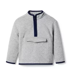 Quilted Half-Zip Sweatshirt Classic Grey Heather