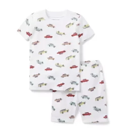 Good Night Short Pajamas In Surf Cars White Surf Cars