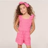 Eyelet Ruffle Romper Pink Convertible