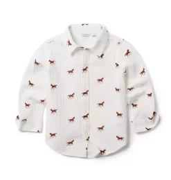 Horse Gauze Shirt Jet Ivory Horse