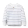 The Striped Jacquard Henley Tee Nantucket Blue Stripe